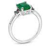 Thumbnail Image 1 of Emerald-Cut Lab-Created Emerald and 0.14 CT. T.W. Enhanced Black and White Diamond Ring in 10K White Gold