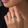 Thumbnail Image 1 of Oval Lab-Created Opal and 0.18 CT. T.W. Black Diamond Ring in Sterling Silver