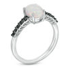 Thumbnail Image 2 of Oval Lab-Created Opal and 0.18 CT. T.W. Black Diamond Ring in Sterling Silver