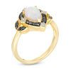 Thumbnail Image 1 of Pear-Shaped Lab-Created Opal and 0.085 CT. T.W. Enhanced Black and White Diamond Art Deco Frame Ring in 10K Gold