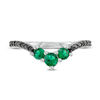 Lab-Created Emerald and 0.04 CT. T.W. Black Diamond Chevron Ring in Sterling Silver
