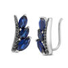 Thumbnail Image 0 of Marquise Lab-Created Blue Sapphire and 0.085 CT. T.W. Black Diamond Leaves Crawler Earrings in Sterling Silver