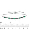 Thumbnail Image 2 of Lab-Created Emerald and 0.086 CT. T.W. Black Diamond Station Bolo Bracelet in Sterling Silver - 9.5"