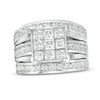 Thumbnail Image 1 of 3.50 CT. T.W. Princess-Cut Composite Diamond Three Piece Bridal Set in 14K White Gold