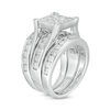 Thumbnail Image 2 of 3.50 CT. T.W. Princess-Cut Composite Diamond Three Piece Bridal Set in 14K White Gold