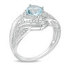 Thumbnail Image 1 of 6.0mm Cushion-Cut Sky Blue Topaz and Lab-Created White Sapphire Bypass Ring in Sterling Silver