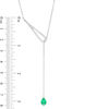 Thumbnail Image 2 of Pear-Shaped Lab-Created Emerald and White Sapphire Lariat Necklace in Sterling Silver 20"