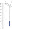 Thumbnail Image 1 of Lab-Created Blue and White Sapphire Cross and Infinity Lariat Necklace in Sterling Silver - 20"