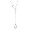 Thumbnail Image 0 of Pear-Shaped Lab-Created Opal and 0.086 CT. T.W. Diamond Double Teardrop Lariat Necklace in Sterling Silver - 20"