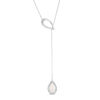 Thumbnail Image 1 of Pear-Shaped Lab-Created Opal and 0.086 CT. T.W. Diamond Double Teardrop Lariat Necklace in Sterling Silver - 20&quot;