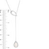 Thumbnail Image 1 of Pear-Shaped Lab-Created Opal and 0.086 CT. T.W. Diamond Double Teardrop Lariat Necklace in Sterling Silver - 20"