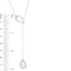 Thumbnail Image 2 of Pear-Shaped Lab-Created Opal and 0.086 CT. T.W. Diamond Double Teardrop Lariat Necklace in Sterling Silver - 20&quot;