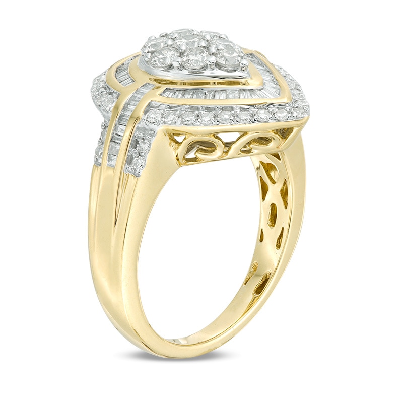 1.00 CT. T.W. Composite Diamond Teardrop Frame Ring 10K Gold