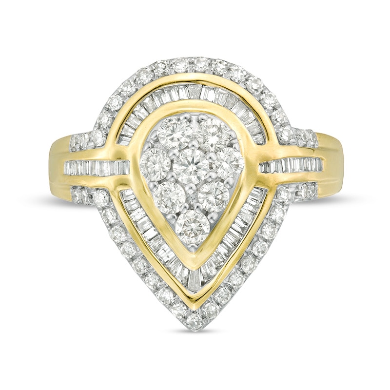 1.00 CT. T.W. Composite Diamond Teardrop Frame Ring 10K Gold