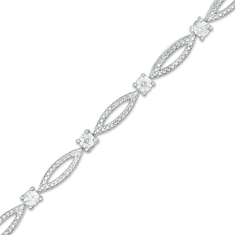 Diamond Accent Marquise Link Bracelet in Sterling Silver - 7.25"|Peoples Jewellers