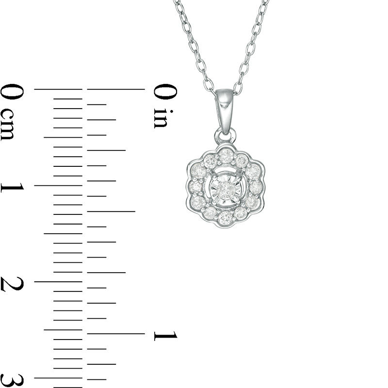 0.16 CT. T.W. Diamond Scallop Frame Pendant in Sterling Silver|Peoples Jewellers