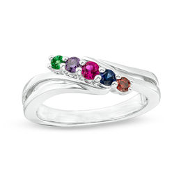Mother's Birthstone Double Row Wave Ring (3-7 Stones)