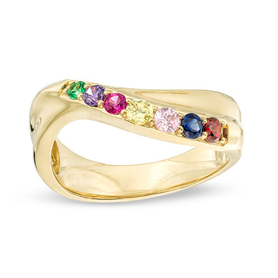 Mother's Genuine Birthstone Wave Ring (7 Stones) | Peoples Jewellers