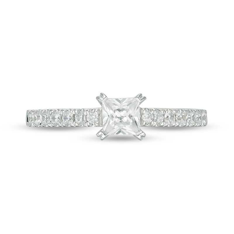 Adrianna Papell 0.70 CT. T.W. Certified Princess-Cut Diamond Ribbon Engagement Ring in 14K Two-Tone Gold (F/I1)