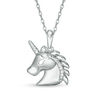 Thumbnail Image 1 of Diamond Accent Profile Unicorn Head Pendant in Sterling Silver