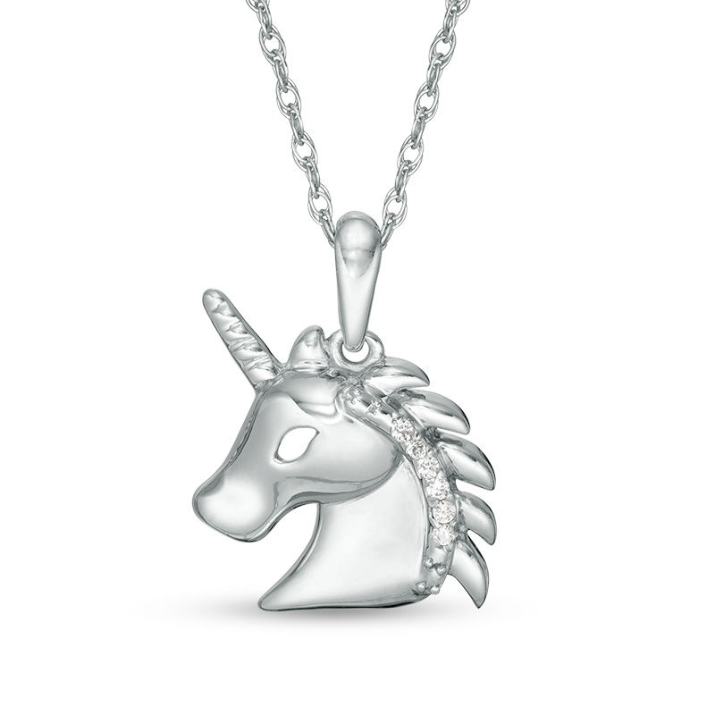 Diamond Accent Profile Unicorn Head Pendant in Sterling Silver|Peoples Jewellers