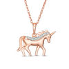 Thumbnail Image 0 of Diamond Accent Unicorn Pendant in 10K Rose Gold