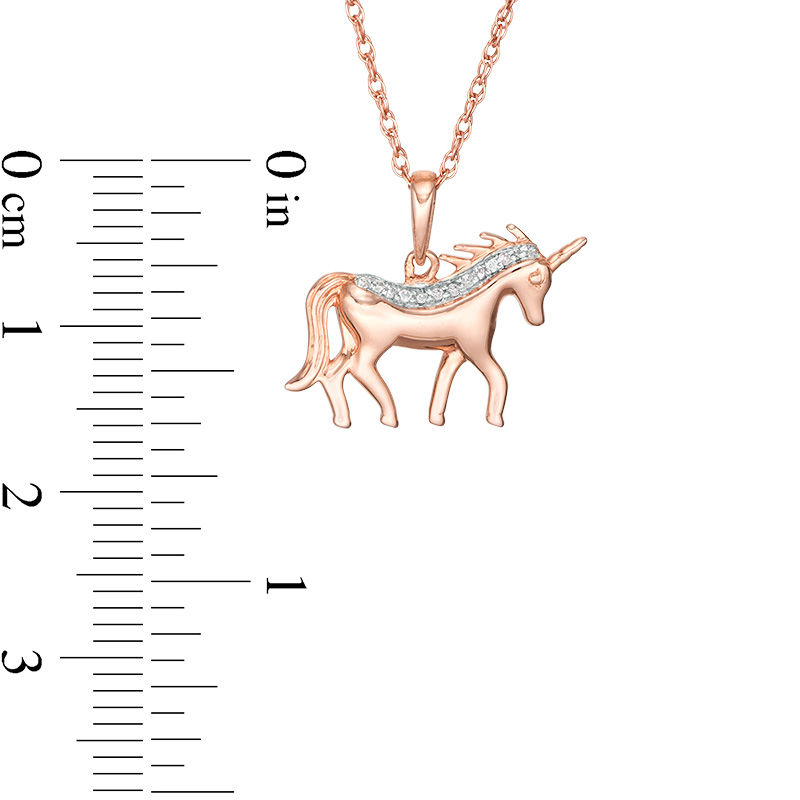 Diamond Accent Unicorn Pendant in 10K Rose Gold