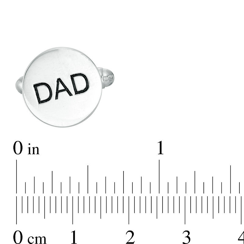 Main Image 2 of Men's Round Engravable Cuff Links in Sterling Silver (1 Line)