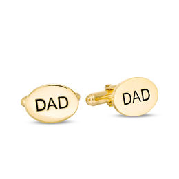 Men's Round Engravable Cuff Links in Sterling Silver with 14K Gold Plate (1 Line)