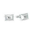 Thumbnail Image 0 of Men's Curved Facet Engravable Rectangle Cuff Links in Sterling Silver (1 Line)