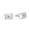 Thumbnail Image 1 of Men's Curved Facet Engravable Rectangle Cuff Links in Sterling Silver (1 Line)