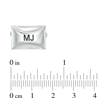 Men's Curved Facet Engravable Rectangle Cuff Links in Sterling Silver (1 Line)