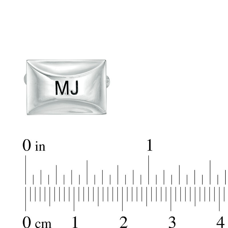 Main Image 2 of Men's Curved Facet Engravable Rectangle Cuff Links in Sterling Silver (1 Line)