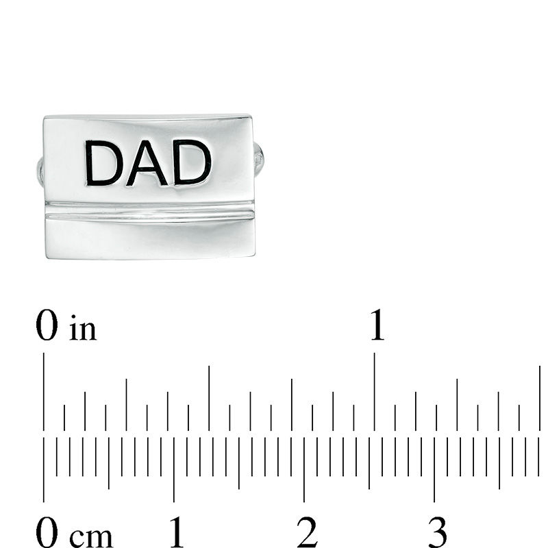 Main Image 2 of Men's Grooved Engravable Rectangle Cuff Links in Sterling Silver (1 Line)