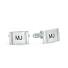 Thumbnail Image 1 of Men's Beaded Double Stripe Engravable Rectangle Cuff Links in Sterling Silver (1 Line)