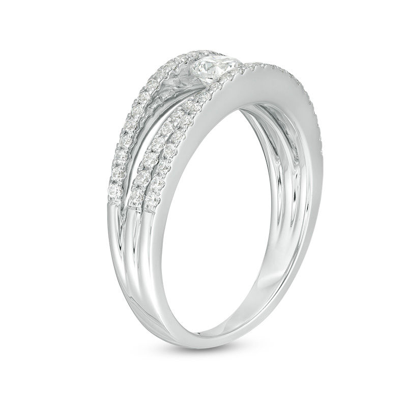 Main Image 2 of 0.75 CT. T.W. Certified Canadian Diamond Orbit Engagement Ring in 14K White Gold (I/I2)