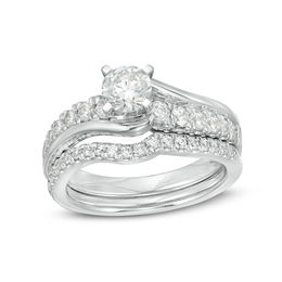 1.20 CT. T.W. Canadian Certified Diamond Bypass Bridal Set in 14K White Gold (I/I2)