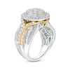 Thumbnail Image 1 of 2.00 CT. T.W. Diamond Double Frame Crossover Multi-Row Vintage-Style Engagement Ring in 14K Two-Tone Gold