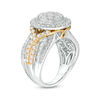 Thumbnail Image 2 of 2.00 CT. T.W. Diamond Double Frame Crossover Multi-Row Vintage-Style Engagement Ring in 14K Two-Tone Gold