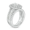 Thumbnail Image 1 of 2.50 CT. T.W. Certified Canadian Oval Diamond Frame Multi-Row Bridal Set in 14K White Gold (I/SI2)