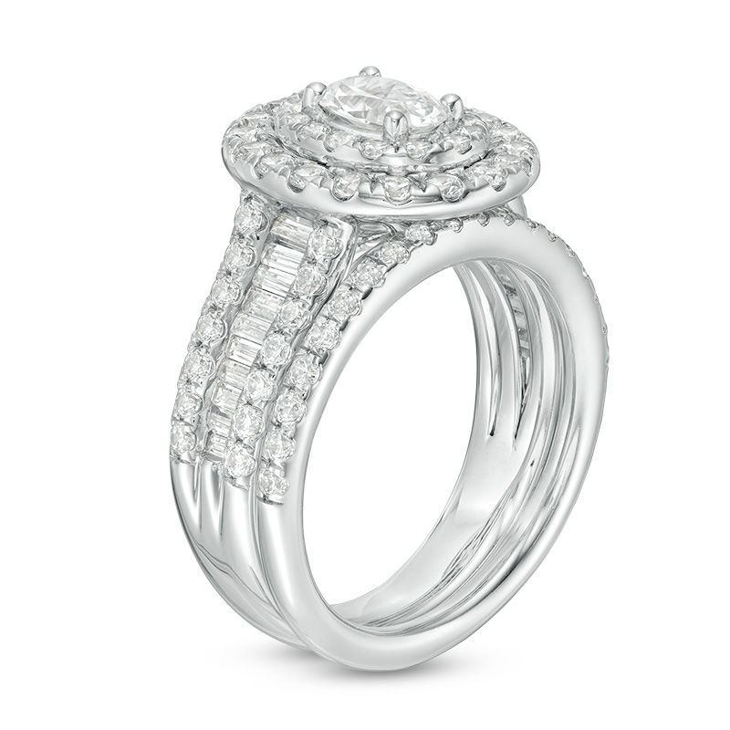 Certified 2.50CT Princess Cut Diamond Engagement Wedding 14K White Gold Ring Set 