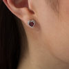 Thumbnail Image 2 of 5.0mm Heart-Shaped Garnet and Diamond Accent Bead Frame Stud Earrings in Sterling Silver