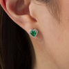 Thumbnail Image 1 of 5.0mm Heart-Shaped Lab-Created Emerald and Diamond Accent Bead Frame Stud Earrings in Sterling Silver