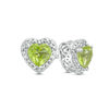 Thumbnail Image 0 of 5.0mm Heart-Shaped Peridot and Diamond Accent Bead Frame Stud Earrings in Sterling Silver