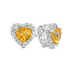 Thumbnail Image 1 of 5.0mm Heart-Shaped Citrine and Diamond Accent Bead Frame Stud Earrings in Sterling Silver
