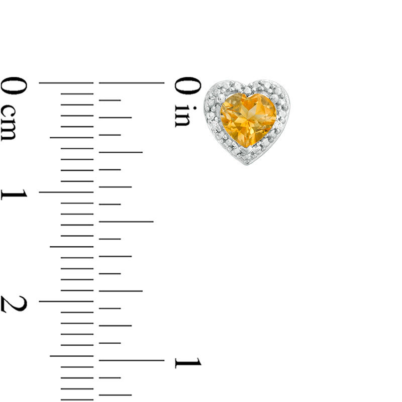 Main Image 2 of 5.0mm Heart-Shaped Citrine and Diamond Accent Bead Frame Stud Earrings in Sterling Silver
