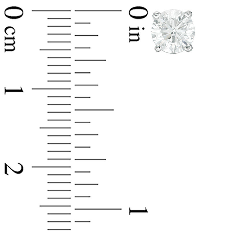 Main Image 2 of 0.90 CT. T.W. Certified Canadian Diamond Solitaire Stud Earrings in 10K White Gold (J/I2)