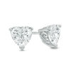 Thumbnail Image 0 of 6.0mm Heart-Shaped Lab-Created White Sapphire Solitaire with Scroll Side Accents Stud Earrings in Sterling Silver