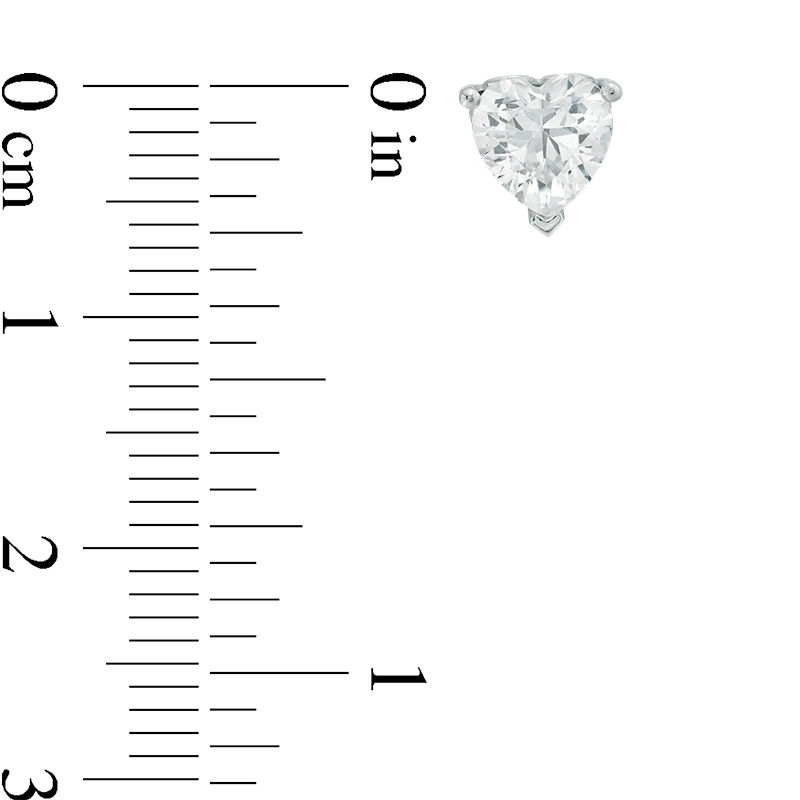 6.0mm Heart-Shaped Lab-Created White Sapphire Solitaire with Scroll Side Accents Stud Earrings in Sterling Silver