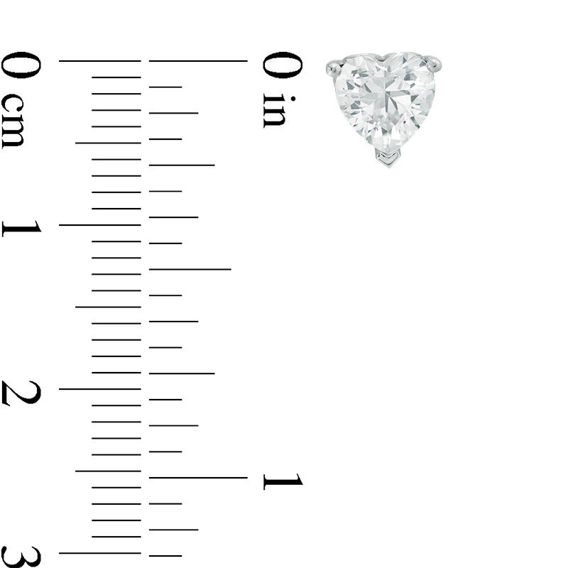 Main Image 2 of 6.0mm Heart-Shaped Lab-Created White Sapphire Solitaire with Scroll Side Accents Stud Earrings in Sterling Silver
